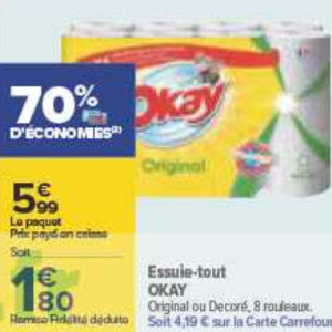 Essuie-Tout Okay chez Carrefour (20/09 – 03/10)Essuie-Tout  Okay chez Carrefour (20/09 - 03/10) - Catalogues Promos & Bons Plans,  ECONOMISEZ ! 