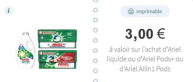 Carrefour : 42 capsules de lessive Ariel à 1,48€ (90% de remise