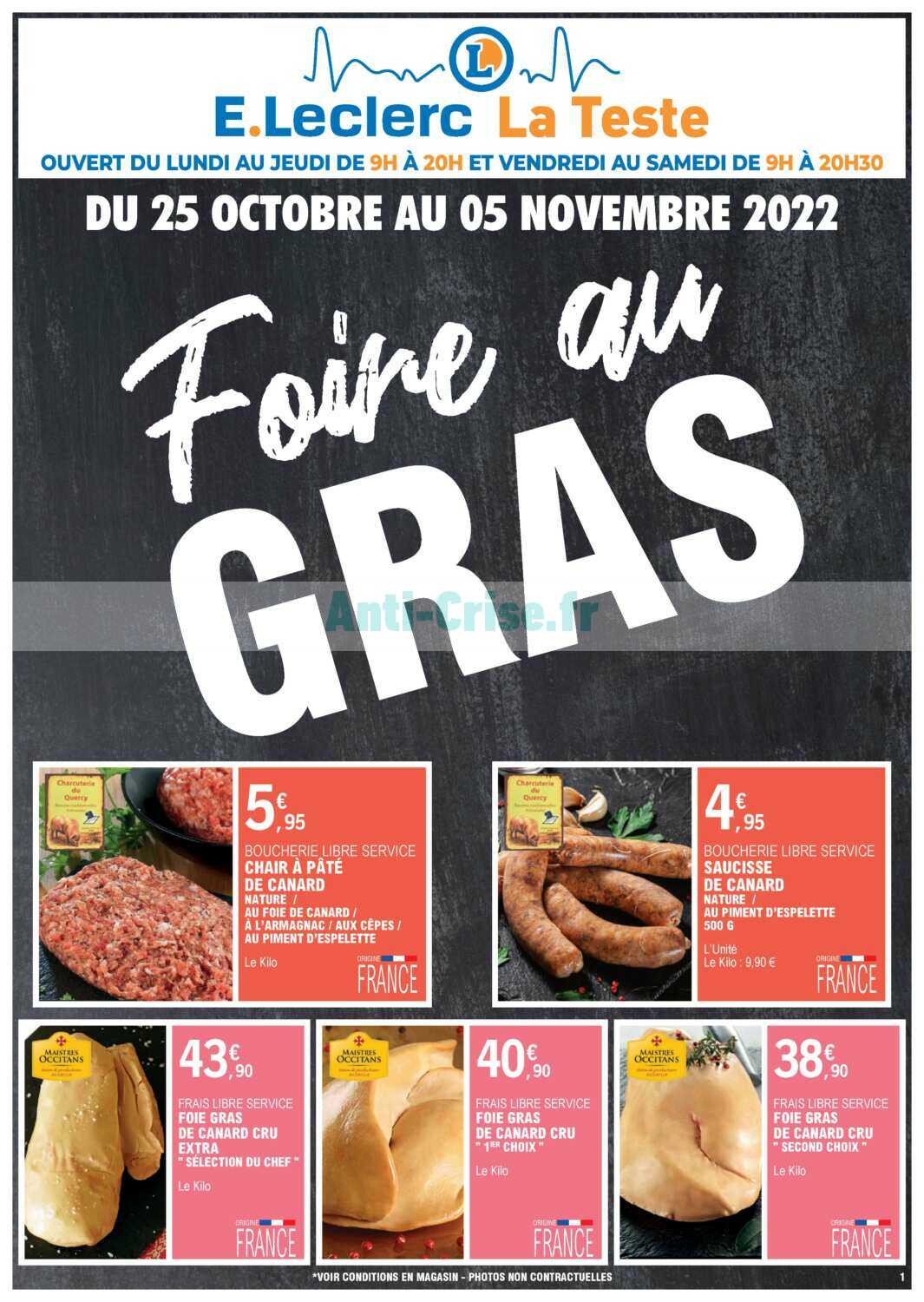 Anti-crise.fr | Catalogue Leclerc Local du 25 octobre au 05 novembre 2022 (La  Teste)LECLERC LOCAL : le nouveau catalogue du 25 octobre au 05 novembre  2022 est disponible! Découvrez ce qui se