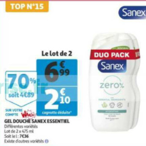 Anti Crise Fr Gel Douche Zero Sanex Chez Auchan Gel