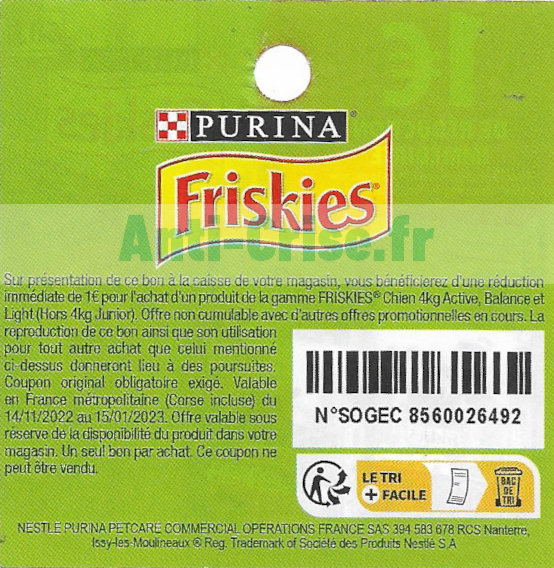 Anti-crise.fr | Friskies : 1 € de réduction jusqu’au 15/01/2023 (Bon de ...