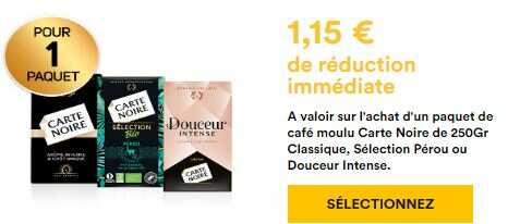 Promo Café Grains Carte Noire chez Casino Supermarchés