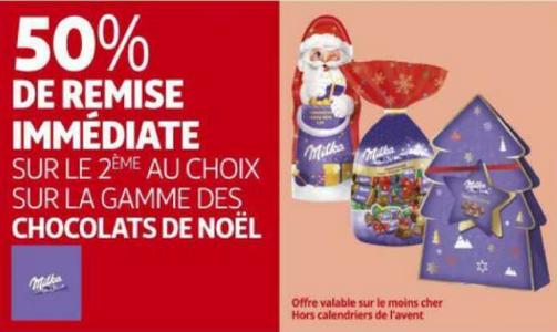 Promo Boules de Noël en Chocolat MILKA chez Carrefour