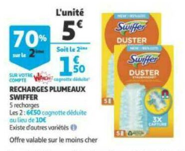 Recharge plumeau Swiffer chez Auchan Supermarché (31/013 –  12/02)Recharge plumeau Swiffer chez Auchan Supermarché (31/013 - 12/02) -  Catalogues Promos & Bons Plans, ECONOMISEZ ! 