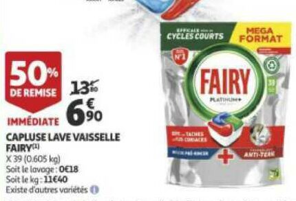 Promo Capsule lave vaisselle fairy chez Auchan