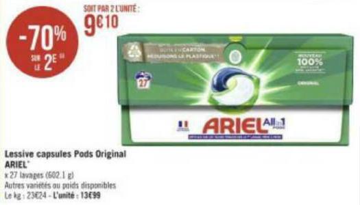 Détergent Ariel Pods + Capsules (27 Unités)