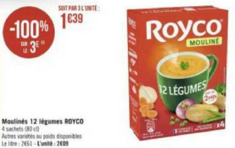 Soupe déshydratée Royco chez Géant Casino & Casino