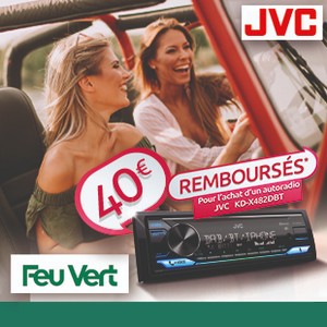 Offre de Remboursement JVC : Jusqu'à 40€ Remboursés sur  Autoradio chez Feu VertOffre de Remboursement JVC : Jusqu'à 40€ Remboursés  sur Autoradio chez Feu Vert - Catalogues Promos & Bons