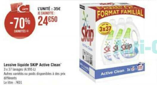 Promo Lessive liquide active clean SKIP* chez Casino Supermarchés