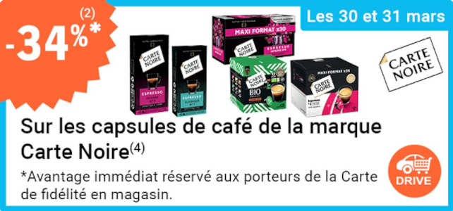 Promo Dosettes De Café Carte Noire chez E.Leclerc 