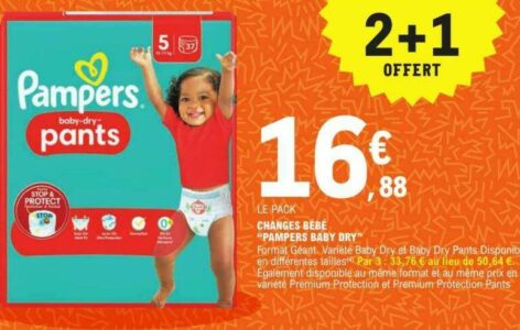 Couches-culottes PAMPERS Baby-Dry Pants - Taille 5 - 76 couches