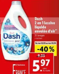Lessive Liquide Dash chez Lidl (03/05 – 09/05