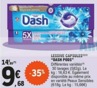 Détergents à lessive Dash : Variété de dosettes de lessive et de