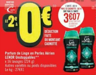 Promo Parfum de linge Lenor Unstoppables chez Carrefour