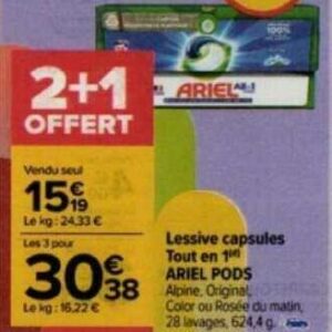 Lessive - Ariel Original - 3 in 1 PODS - 38 lavages