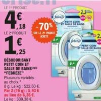 Ivoire Supermarche - Febreze Petit Coin utilise sa technologie unique  antiodeurs Odour ClearTM qui diffuse une fraîcheur continue jusqu'à 45  jours, pour que votre salle de bains soit toujours prête à accueillir