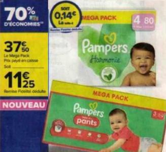 Promo Couches PAMPERS chez Carrefour