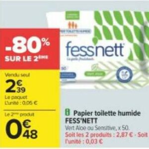 Papier toilette humide fess'nett chez Carrefour (04/07 –  17/07)Papier toilette humide fess'nett chez Carrefour (04/07 - 17/07) -  Catalogues Promos & Bons Plans, ECONOMISEZ ! 