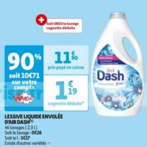 Lessive Liquide Dash chez Auchan le 24/06Lessive