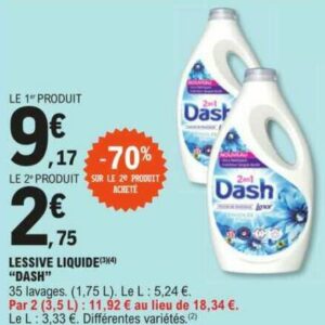 Promo de 5,6€ sur 3 Lessive Liquide Dash