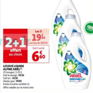 Promo Ariel lessive liquide détergent alpine (1) chez Auchan Supermarché