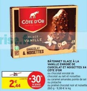 COTE D'OR Bâtonnet glacé enrobé de chocolat au lait et noisettes 4