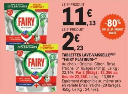Promo Tablettes lave-vaisselle fairy chez E.Leclerc