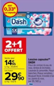 Promo Lessive capsules(d) DASH chez Carrefour