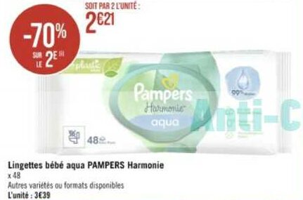 Pampers Lingettes Aqua Harmonie 48 unités