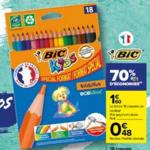 Crayons de couleur Evolution BiC chez Carrefour