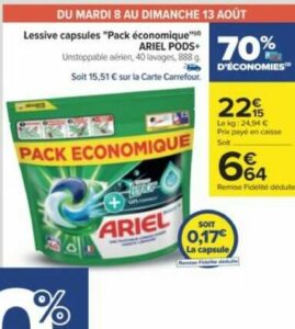Promo Lessive capsules ARIEL PODS chez Carrefour