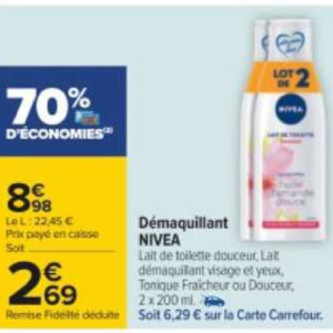 Lait démaquillant visage et yeux, Nivea (200 ml)