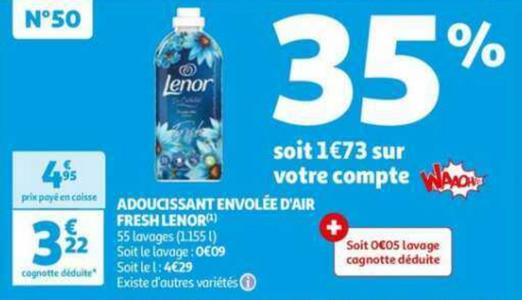 Promo Adoucissant lenor envolée d'air chez Auchan