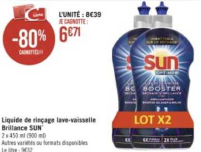 Liquide de Rinçage Lave-Vaisselle Sun chez Casino (26/09 - 08/10)