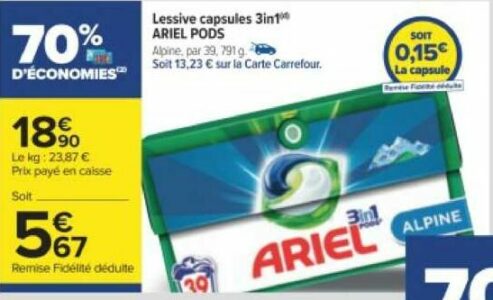 Lessive ARIEL Pods chez Carrefour (17/10 – 30/10