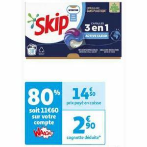 Promo LESSIVE CAPSULE ACTIVE CLEAN SKIP chez Auchan