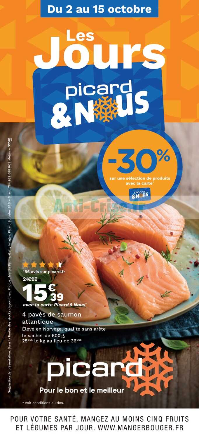 4 portions de filets de saumon atlantique, Norvège surgelés Picard