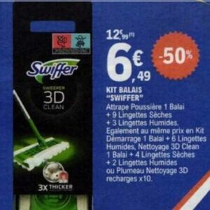 Swiffer - Kit de démarrage Swiffer 3D Clean : 1 Balai, 4 Lingettes Sèches  Et 2 Lingettes Humides