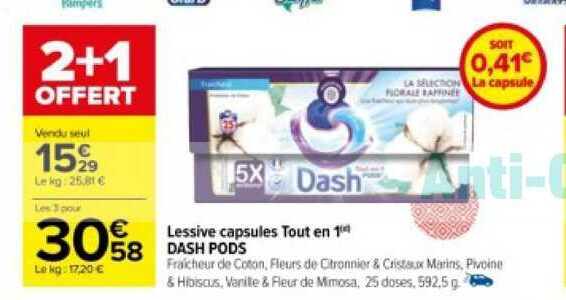 Lessive Dash Pods chez Carrefour (14/11 – 27/11