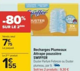 Recharges Plumeaux Attrape-Poussière Duster SWIFFER : le paquet de 9  recharges à Prix Carrefour