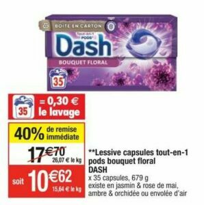 Lessive Pods Dash Tout-en-1 Lavande camomille - 30 lavages