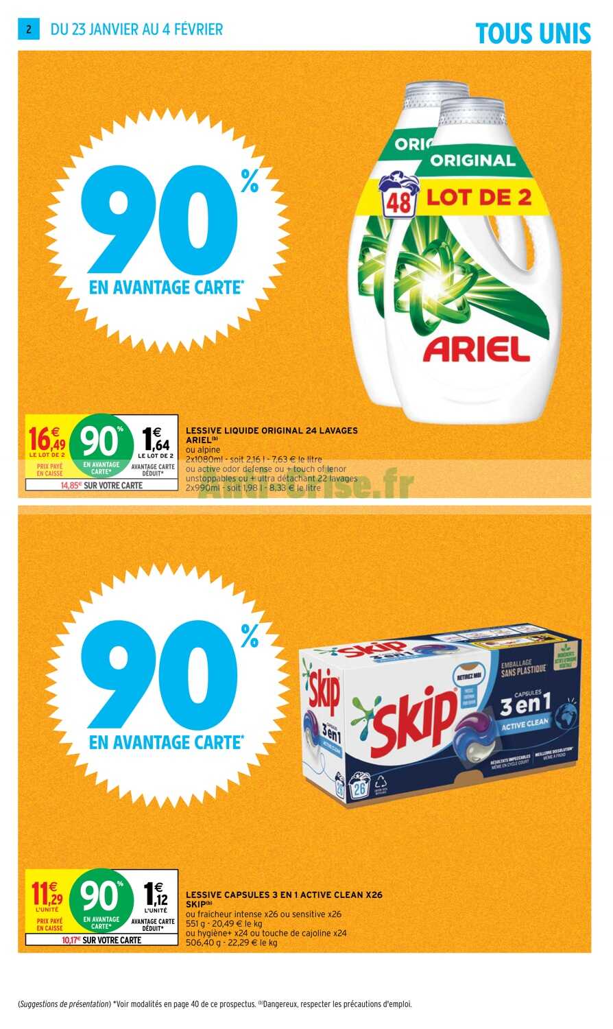 Lot de 2 Ariel à 6€21 ( 14€49 sur la carte )