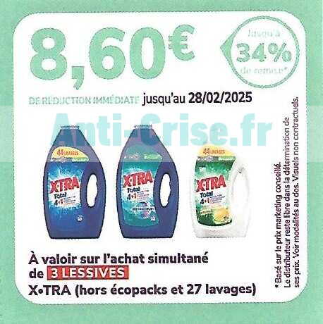 Anti-crise.fr | X-TRA : 8.6  de rduction jusqu'au 28/02/2025 (Bon de  rduction reu par courrier sur La Belle Adresse (Livret))X-TRA : 8.6  de  rduction jusqu'au 28/02/2025 (Bon de rduction reu