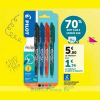 Magasins U : 70% de remise fidélité sur Stylos PILOT Rollers FriXion (07/07 – 09/08)