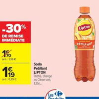Thé glacé pétillant Lipton chez Carrefour Market (28/07 – 09/08)