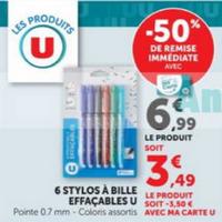Magasins U : 50% sur Stylos à bille effaçables (11/08 – 06/09)