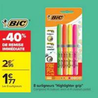 Carrefour : 40% sur Surligneurs BiC Highlighter Grip (11/08 – 31/08)