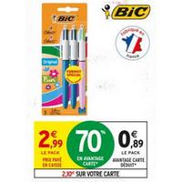 Intermarché : 70% sur Stylos-bille 4 couleurs BiC (04/08 – 06/09)