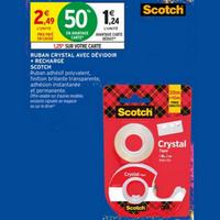 Intermarché : 50% sur Dévidoir ruban adhésif Crystal Scotch (04/08 – 06/09)