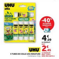 Magasins U : 40% sur Bâtons de Colle UHU (15/07 – 09/08)